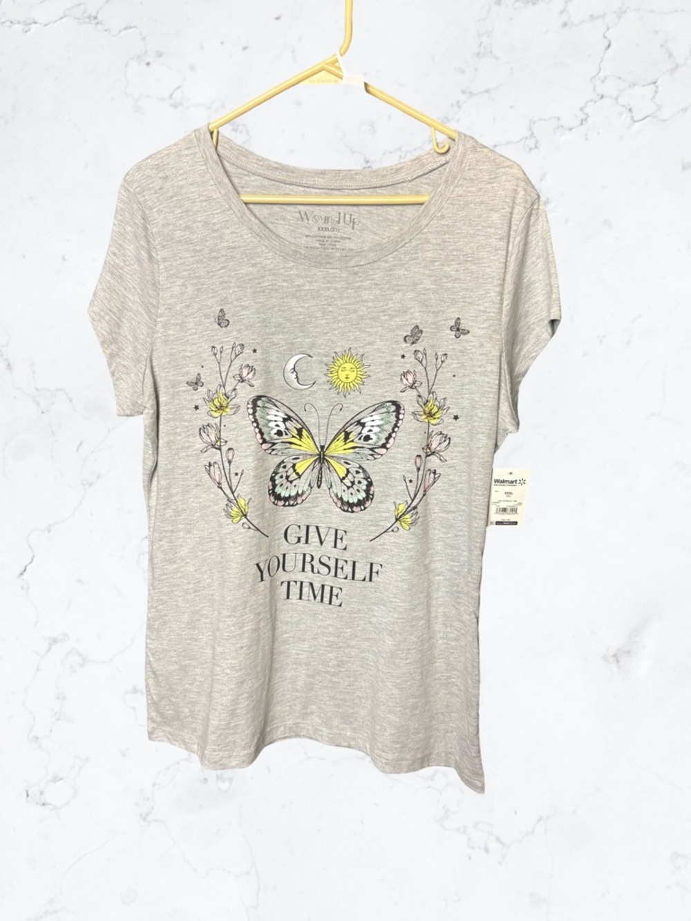 Wound Up Light Gray Butterfly Graphic Tee
